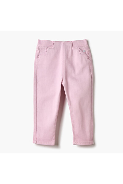 giggles Embroidered Pants with Semi-Elasticated Waistband and Pockets