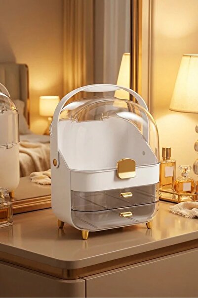 KLARHAUS Premium Kırılmaz Kapaklı Büyük Boy Makyaj ve Takı Organizeri - Çekme...