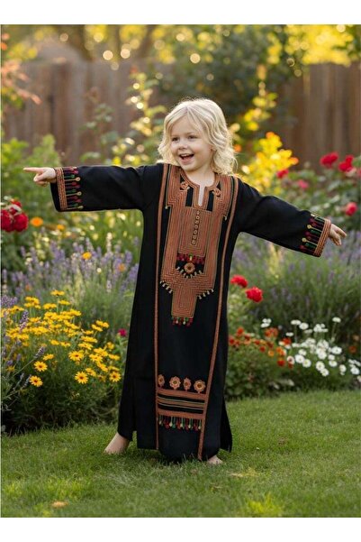 Premium فستان جلابية ماكسي مطرز من عسيري كيدز تاتريز للنساء