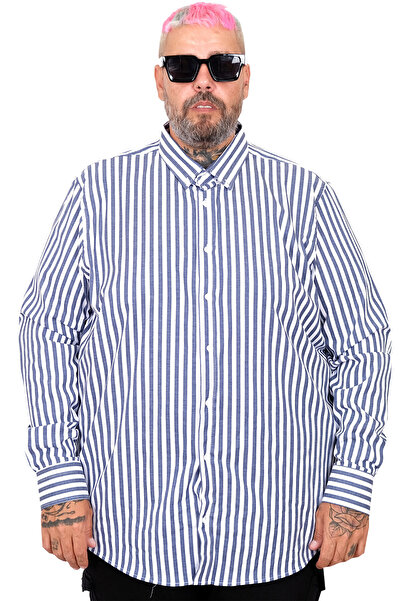 ModeXL Fashion XL Plus Size Men's Satin Striped Shirt 20399