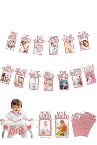 Quantum Photo Banner, Picture Banner Decoration Monthly Milestone Bunting Garland, 1st Birthday Bann
