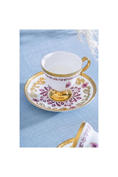 ACAR Kleodora Kırmızı 6 Kişilik Kahve Fincan Takımı - 90 ml MSKF93