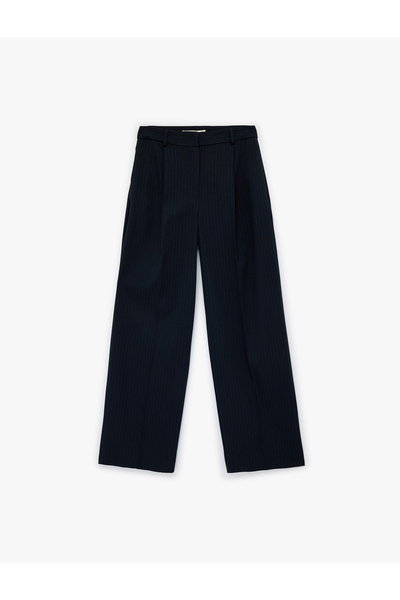 Koton High Waist Wide Leg Viscose Blend Striped Pants