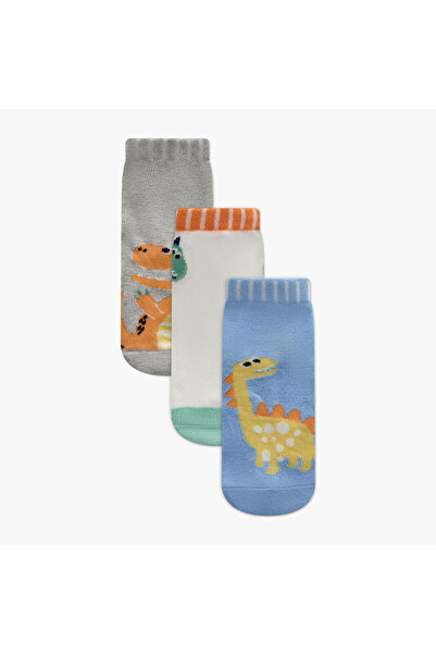 Juniors جوارب قصيرة بنقشة ديناصورات - طقم من 3 قطع