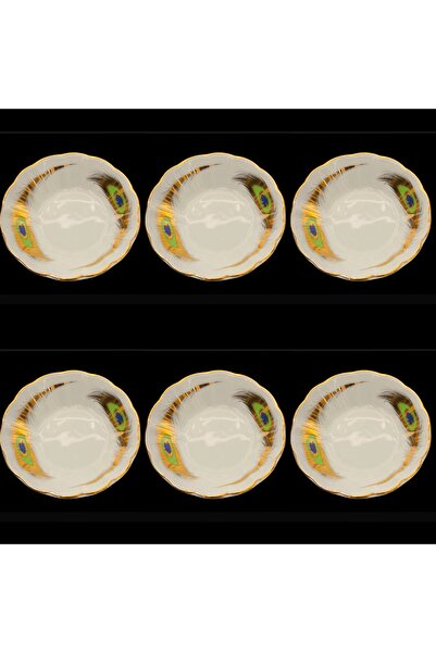 DUKKANI ISTANBUL Porcelain Tea Plate Set of 6 Tavus Gold Tea Plate