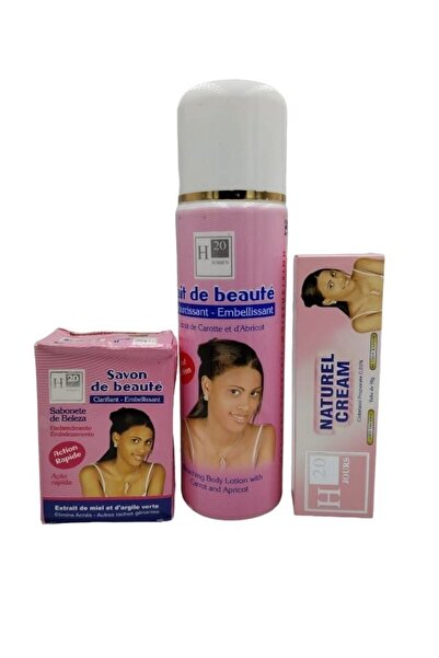 H20 مجموعة تفتيح البشرة: لوشن ٥٠٠ مل، كريم ٥٠ مل، صابون ٢٠٠ غرام