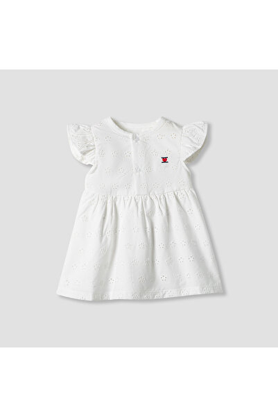 Juniors Girls Dress with Schiffli Texture - Cotton - Cap Sleeves - Round Neck...