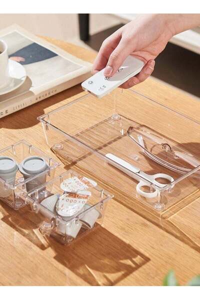 GENERAL مجموعة أدراج تخزين بلاستيكية شفافة مكونة من 16 قطعة