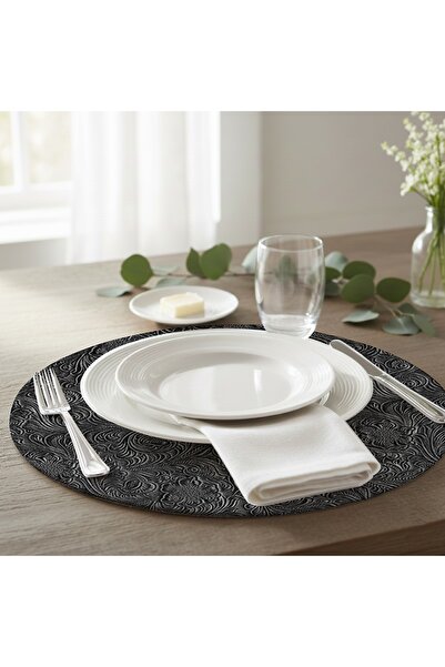 PALS TEKSTİL Deri Amerikan Servis / 4'lü Set / Supla / Placemats / 34x34 Yuva...