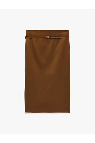 Koton Slim Fit Slit Belt Detailed Midi Pencil Skirt