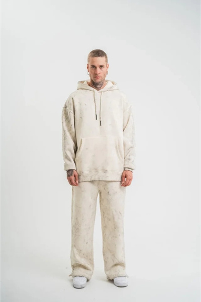 Silerra Mdb Unisex Long Sleeve Hooded Washable Tracksuit Set Cream