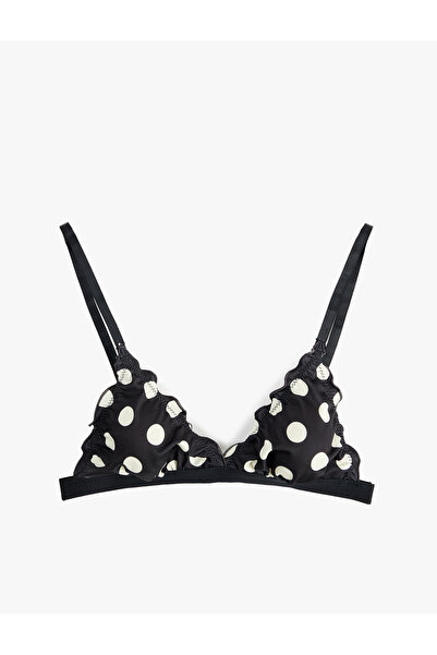 Koton Comfortable Fit Ruffled Unpadded Wire Free Polka Dot Bra