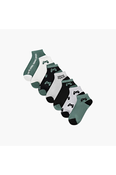 Juniors Gaming Print Ankle Length Socks - Set of 7