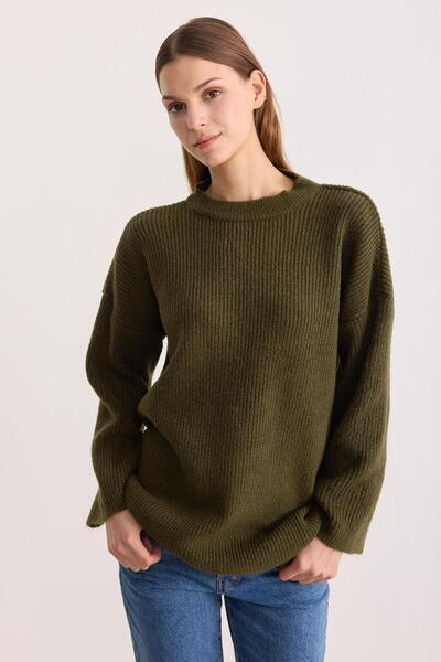 ipekton studio Kobe Oversized Jersey Sweater Khaki