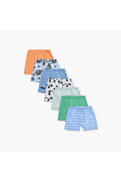 Juniors Printed Boxers with Elasticated Waistband - Set of 7