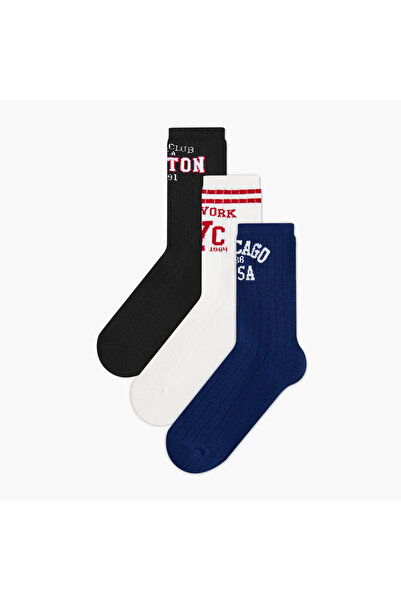 Juniors Printed Crew Length Socks - Set of 3