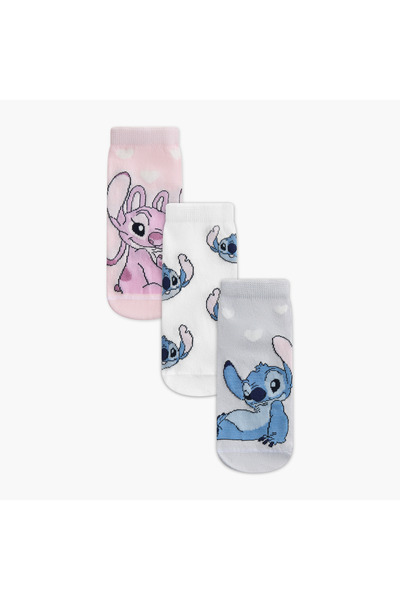 Disney جوارب بناتي بنقشة ملاك وستيتش - طقم من 3 قطع