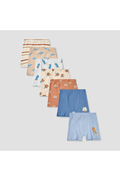 Juniors Printed Boxers with Elasticated Waistband - Set of 7