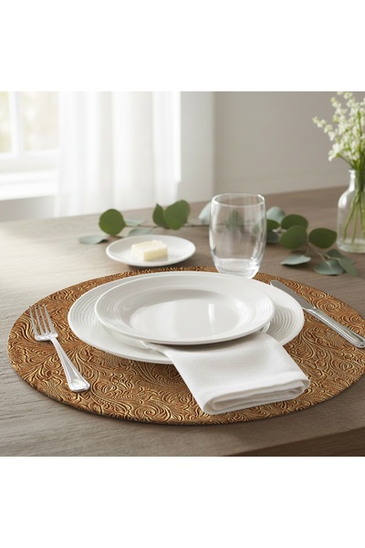 PALS TEKSTİL Deri Amerikan Servis / 4'lü Set / Supla / Placemats / 34x34 Yuva...