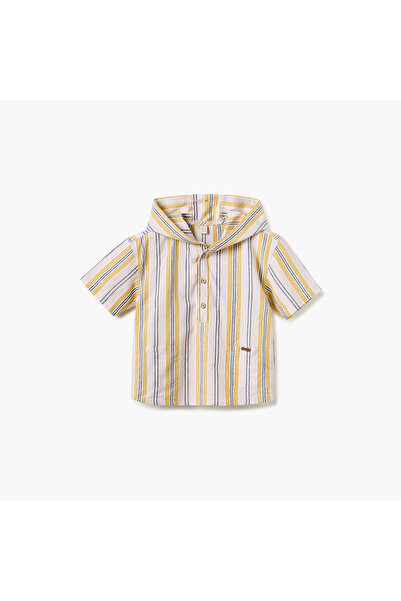 giggles قميص مخطط بغطاء رأس وأكمام قصيرة