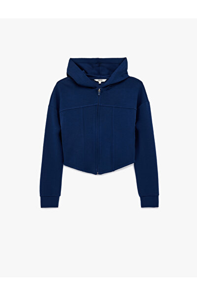 Koton Hooded Long Sleeve Zippered Stitching Detailed Sports Sweatshirt