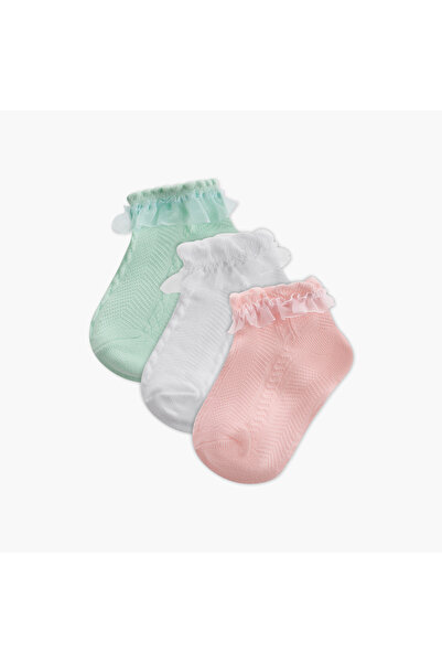 Juniors Frill Detail Ankle Length Socks - Set of 3