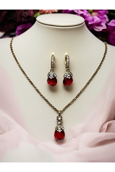 FAYRA ACCESSORIES طقم قلادة وأقراط من حجر الزركون على شكل عين القط