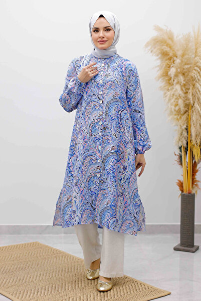 Tesettür Dünyası Front Buttoned Double Suit Tsd250266 Blue