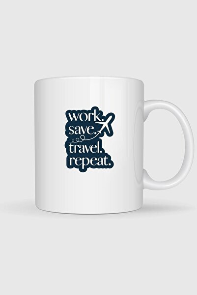 Bahriyeli Collection Travel, Earn Money and Travel the World Printed Mug Cups