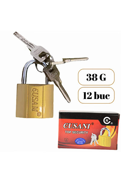 JML1 Golden Padlock Gusani 38mm with 3 Keys 12/set Wholesale