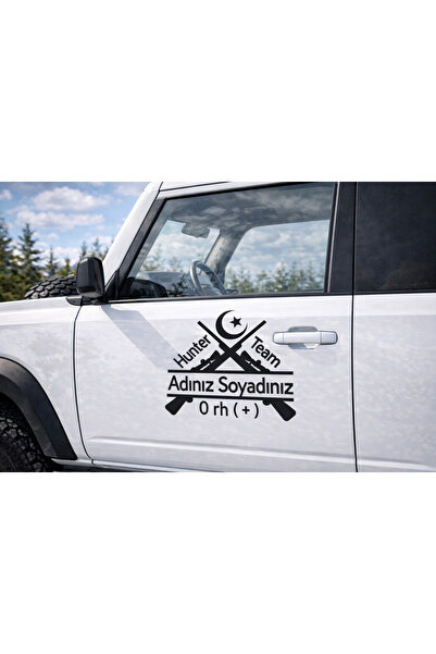 AlpiLeo Avcıya Özel İsimli ve Kan Grubu Hunter Team Oto Kaporta Sticker | Ara...