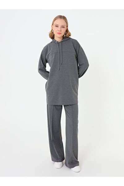 Benin Set de trening cu glugă cu detaliu de cusut - Gri melange -