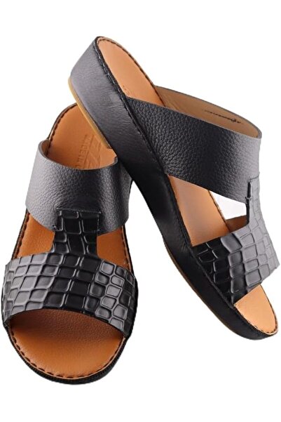 Alnahham AET Arabic Sandals For Men | Outdoor Mens Slippers | Open Toe | Genuine Leather | Embossed Design