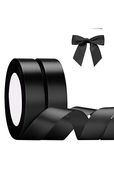 KINGLAKE Set of 2 Black Satin Ribbons 20mm, 44m – Gift Wrapping and DIY Decorations
