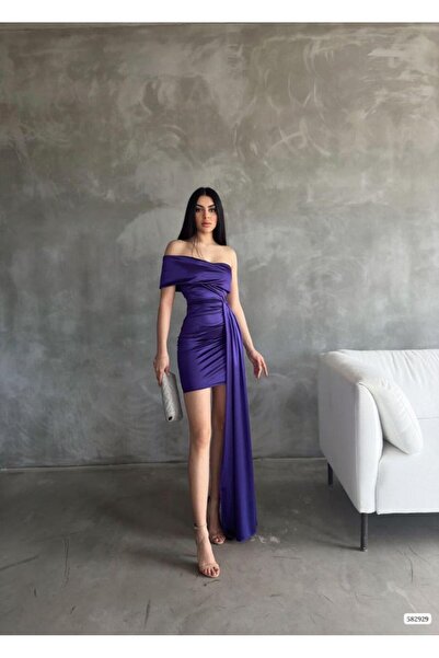 Modafeminen Μίνι σατέν φόρεμα για επίσημες περιστάσεις με έναν ώμο 582929 ΜΩΒ