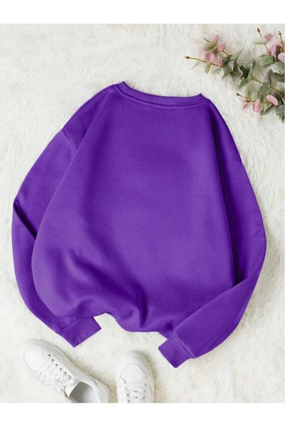 KOZİA OUTDOORS Unisex Purple Crew Neck Sweatshirt