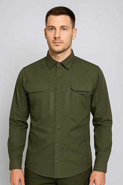 Mrc tactical Khaki Color Long Sleeve Tactical Shirt |   Zippered Pocket, Chai...
