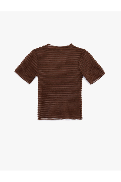 Koton Tricou semi-transparent cu mânecă scurtă guler rotund