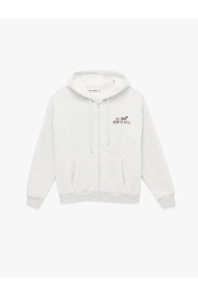 Koton Fleece-Lined Comfortable Fit Pocketed Long Sleeve Zippered Back Printed...