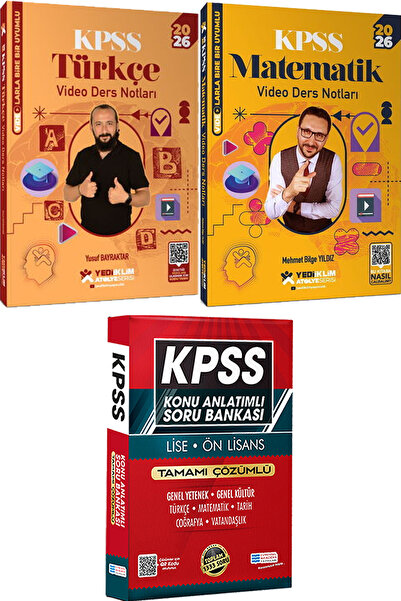 Yediiklim Yayınları 2026 KPSS Atölye Serisi Türkçe Matematik Video Ders Notla...