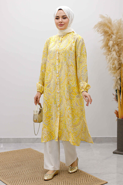 Tesettür Dünyası Front Buttoned Double Suit Tsd250266 Yellow
