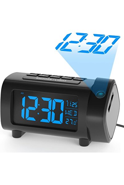 HPYTECH Projeksiyonlu Dijital Çalar Saat⏰FM Radyo📻USB Şarj🔌Sıcaklık Gösterg...
