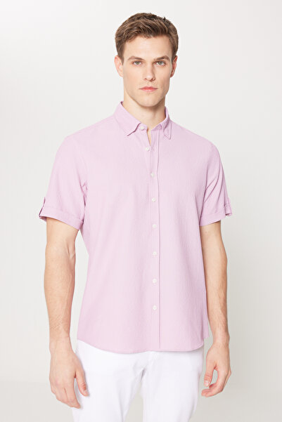 AC&Co / Altınyıldız Classics Lila Slim Fit Slim Fit Hidden Button Collar Shor...
