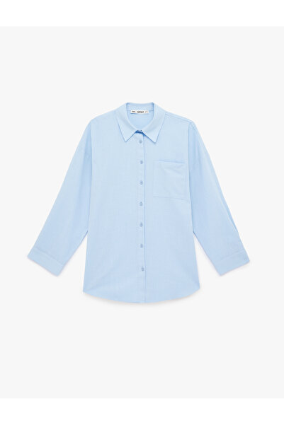 Koton Pocket Detailed Cotton Long Sleeve Classic Collar Oversized Shirt