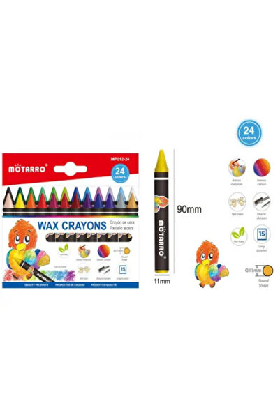 MOTARRO Wax Crayons 24 Colors Set (MP012-24) – Non-Toxic, Smooth Coloring Crayons for Kids