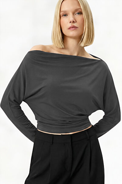 VODENS Μπλουζάκι καπνιστό ασύμμετρο 100% βαμβάκι