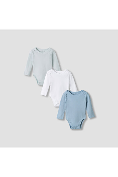 Juniors Round Neck Bodysuit with Snap Button Closure - Cotton - Long Sleeves ...