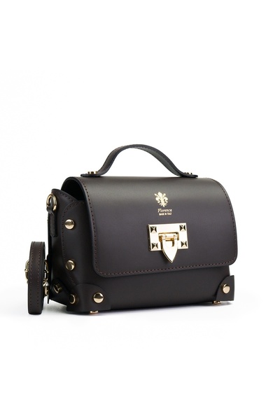 Posete Fagaras Natalia Leather Purse - Dark Brown, Casual Bag Made of Genuine Leather, Handbag, Bags