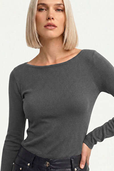 VODENS Smoked Boat Neck Long Sleeve Top 100% Cotton