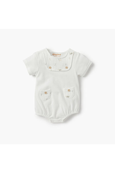 giggles Printed Bodysuit with Round Neck and Short Sleeves